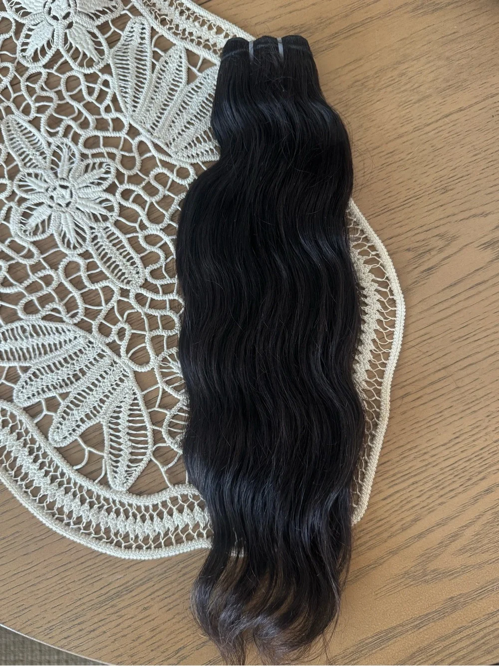 100% Human Hair Weft Extensions 16” Black Natural Wavy